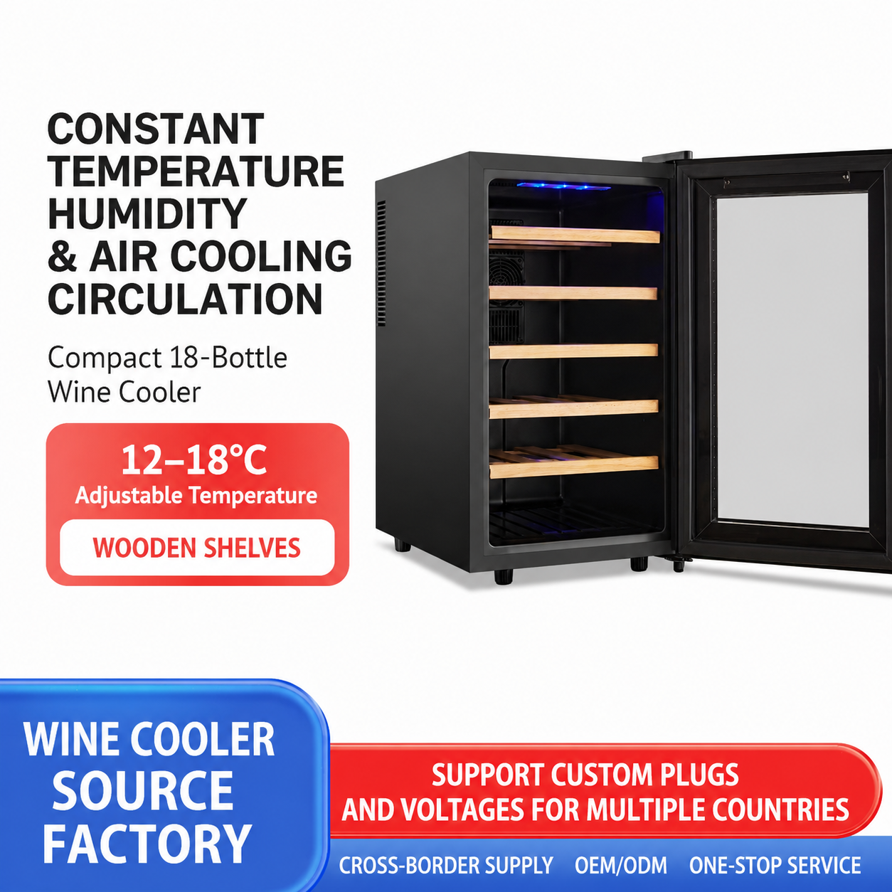 18-Pack Drinks cabinet, constant temperature wine cabinet, refrigerator, electronic refrigeration, air cooling, small household wi